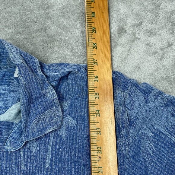 Vintage Blue Hawaiian Silk Button-Up Shirt XL  6355 - Picture 5 of 7